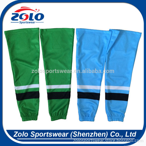 Cheap custom made sublimation green striped hockey socks